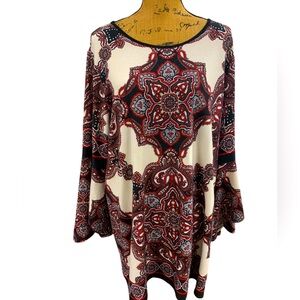 Women’s Melissa Paige red, white, black Bell sleeve Top